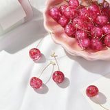 Cherry Long Drop Earrings Women Wedding Jewelry