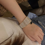 Luxury Wide Zircon Bracelet Gold Women Party jewelry