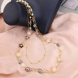 Double Layer Pearl Necklace For Women Rose Flower Women Wedding Jewelry