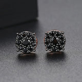 Unique Punk Iced Zircon Stud Earrings for Women Gold Wedding Jewelry