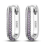 U Shape Purple Amethyst Hoop Earring Silver for Women Anniverssary Jewelry