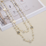 Double Layer Pearl Necklace For Women Rose Flower Women Wedding Jewelry