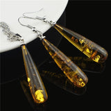 Tear Drop Baltic Pendant Jewelry Set  Women Necklace Earring Wedding