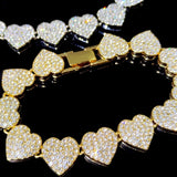 Luxury Bling Heart Chain Bracelet for Women Wedding Jewelry Gift