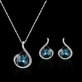 Waterdrop Rhinestone Pendant Jewelry Set Women Wedding Jewelry