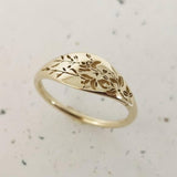 Carve flowers Ring Women Gold Engagement Party Jewelry