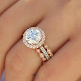 3 Pcs White Zircon Ring Set Gold Wedding for Women Jewelry