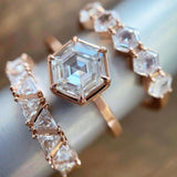 3 Pcs White Zircon Ring Set Gold Wedding for Women Jewelry