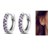 U Shape Purple Amethyst Hoop Earring Silver for Women Anniverssary Jewelry