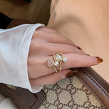 Tulip Flower Pearl Ring For Women Wedding Jewelry Gift