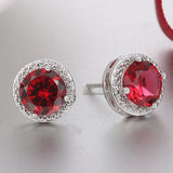 Round White Zircon Stud Earrings For Women Wedding Jewelry