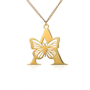 Big Butterfly Letters Pendant Necklaces For Women Jewelry