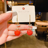 Vintage Red Angel Pearl Earrings For Women Wedding Party Jewelry