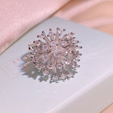 luxury Zircon Snowflake Ring Silver Party birthday jewelry gift