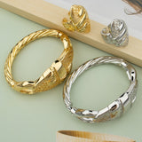 Women 18K Gold Jewelry Set Cuff Bangle Ring Bracelet Wedding