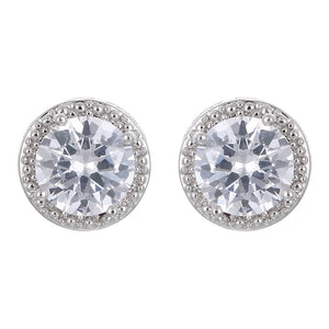 Round White Zircon Stud Earrings For Women Wedding Jewelry