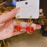 Vintage Red Angel Pearl Earrings For Women Wedding Party Jewelry