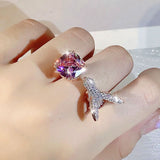 Happy Bird Zircon Ring Wedding Engagement Party Jewelry