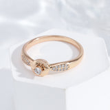 Classic White Zircon Ring For Women 585 Rose Gold Wedding Fine Jewelry