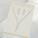 Women White Zircon Necklace Earrings for Wedding Bride Jewelry Sets