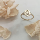 Carve flowers Ring Women Gold Engagement Party Jewelry