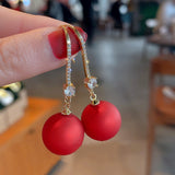 Vintage Red Angel Pearl Earrings For Women Wedding Party Jewelry