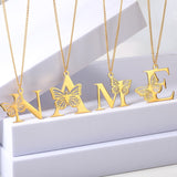 Big Butterfly Letters Pendant Necklaces For Women Jewelry