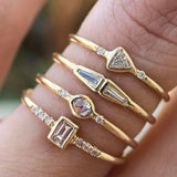 3 Pcs White Zircon Ring Set Gold Wedding for Women Jewelry