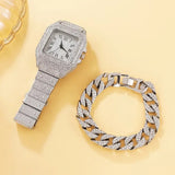 2Pcs Set Diamond Gold Watch Women Wrist Watches Jewelry