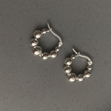 Silver Beads String Hoop Earrings for Women Birthday Party Jewelry