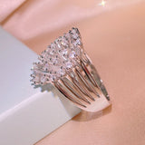 luxury Zircon Snowflake Ring Silver Party birthday jewelry gift