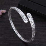 Lotus Flower Cuff Bracelet Vintage Silver For Women Jewelry