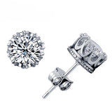 Round White Zircon Stud Earrings For Women Wedding Jewelry