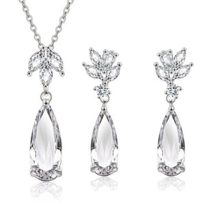 Luxury Water Drop Jewelry Sets Necklace Earrings Romantic Women Wedding