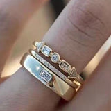 3 Pcs White Zircon Ring Set Gold Wedding for Women Jewelry