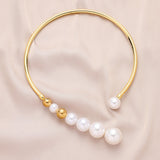 Big White Pearls Necklace For Women Gold Wedding Jewelry Gifts