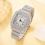 2Pcs Set Diamond Gold Watch Women Wrist Watches Jewelry