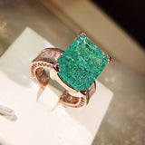  Green Emerald Full Zircon Ring For Women 18K Gold Engagement Jewelry