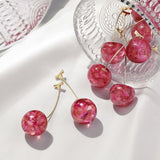 Cherry Long Drop Earrings Women Wedding Jewelry