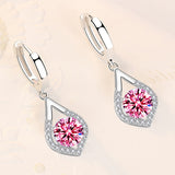 Purple Zircon Earrings 925 Silver Women  Wedding Jewelry