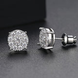 Unique Punk Iced Zircon Stud Earrings for Women Gold Wedding Jewelry