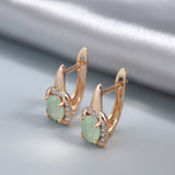 Ethnic Zircon Drop Earrings 585 Rose Gold For Women Wedding Jewelry