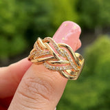 Luxury Inlaid Shiny Ring Gold for Women Wedding Engagement Jewelry