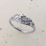 Carve flowers Ring Women Gold Engagement Party Jewelry