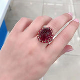 Luxury Oval Ruby Ring 585 Rose Gold for Women Wedding Jewelry