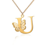 Big Butterfly Letters Pendant Necklaces For Women Jewelry