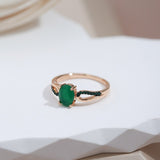 Green Natural Emerald Ring For Women 585 Rose Gold Wedding Jewelry