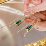 Green Tassel Earrings Drop Water Women Weddig Jewelry