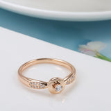 Classic White Zircon Ring For Women 585 Rose Gold Wedding Fine Jewelry