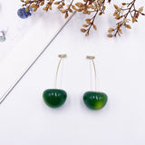 Cherry Long Drop Earrings Women Wedding Jewelry